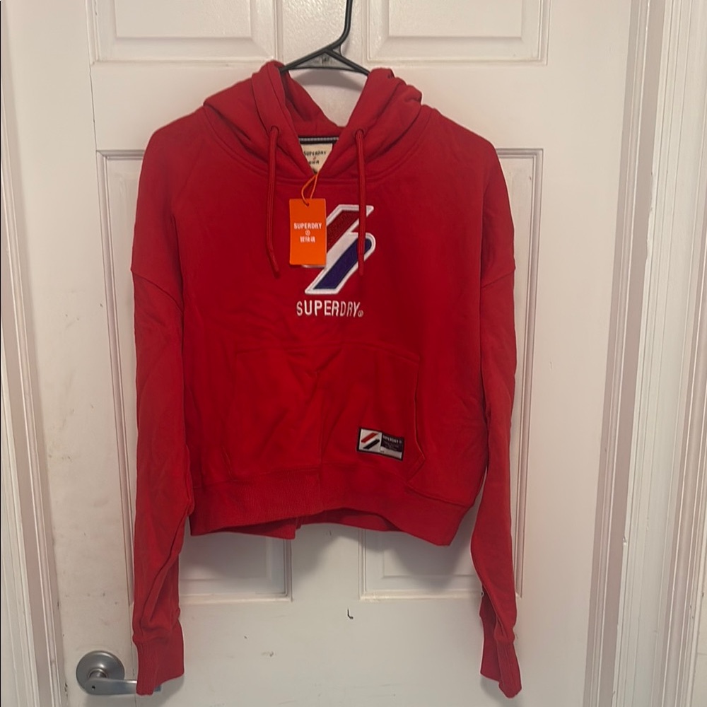 Superdry Red Cropped Long Sleeve Hoodie